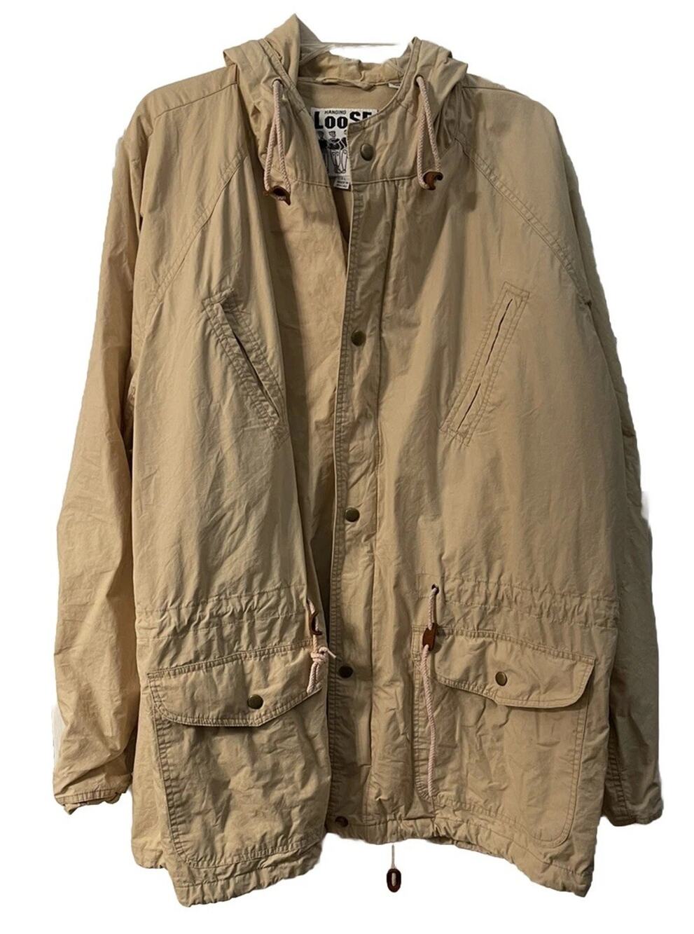 Hanging Loose Tan Field Jacket Long Sleeve Full Zip Jacket Adult Size XL-vintage